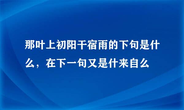 那叶上初阳干宿雨的下句是什么，在下一句又是什来自么