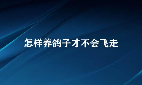 怎样养鸽子才不会飞走