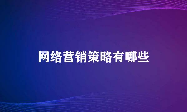 网络营销策略有哪些
