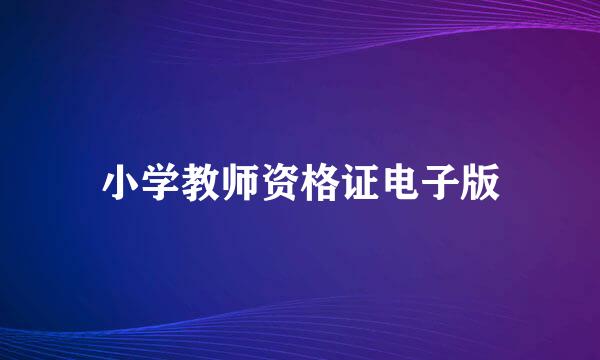 小学教师资格证电子版