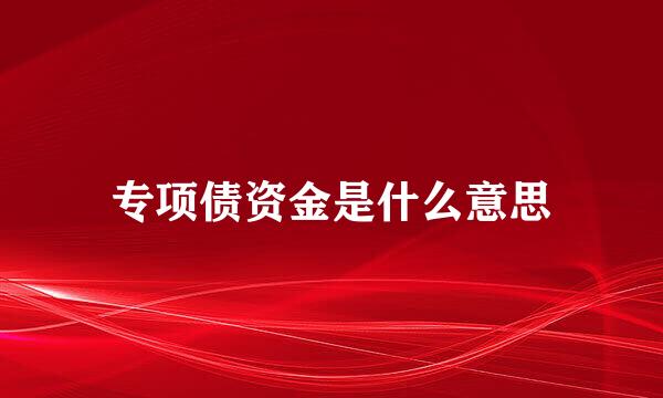 专项债资金是什么意思