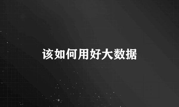 该如何用好大数据