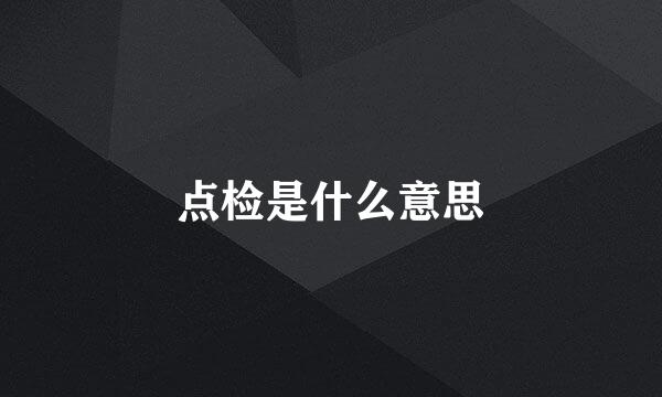 点检是什么意思