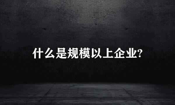 什么是规模以上企业?