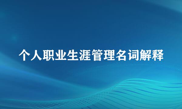 个人职业生涯管理名词解释
