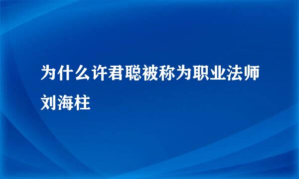 为什么许君聪被称为职业法师刘海柱