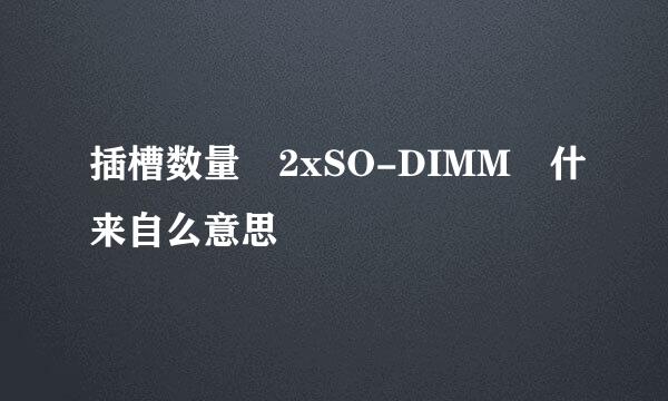 插槽数量 2xSO-DIMM 什来自么意思