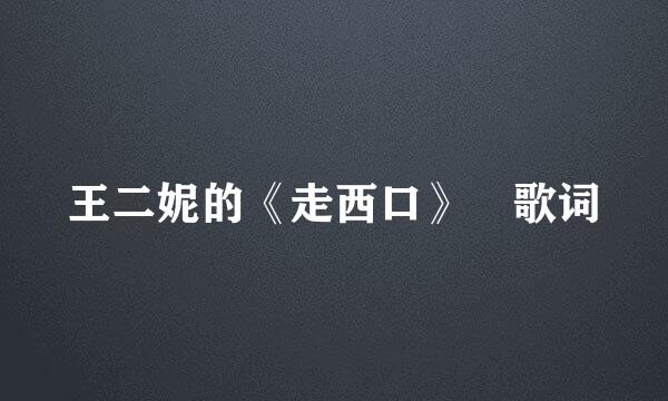 王二妮的《走西口》 歌词
