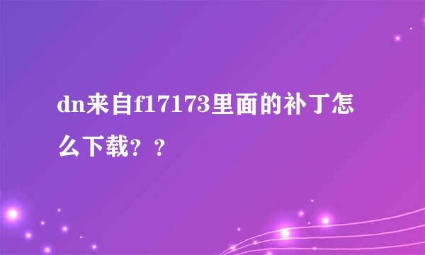 dn来自f17173里面的补丁怎么下载？？