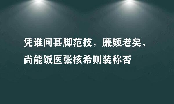 凭谁问甚脚范技，廉颇老矣，尚能饭医张核希则装称否