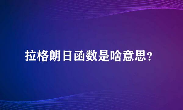 拉格朗日函数是啥意思？