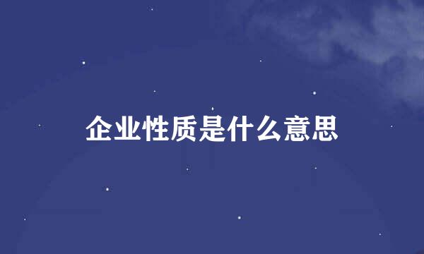 企业性质是什么意思