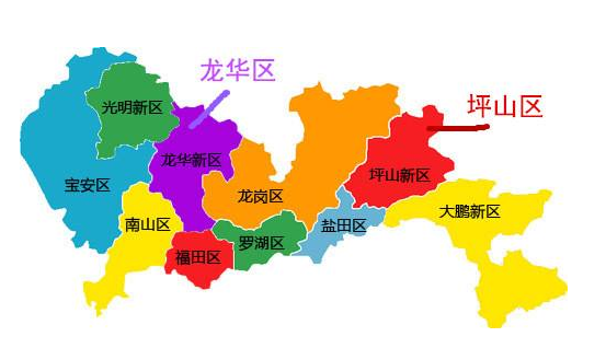 求深圳市详细的各区的片区分布地图！