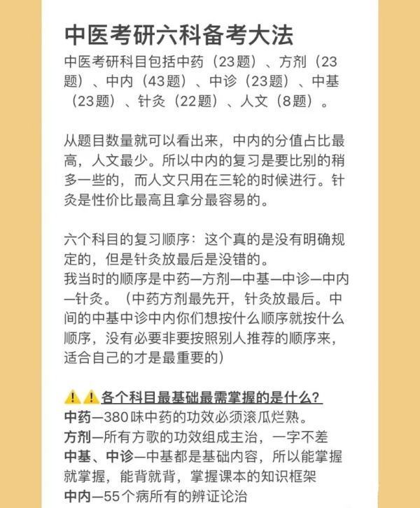 中医考研要考哪些科目