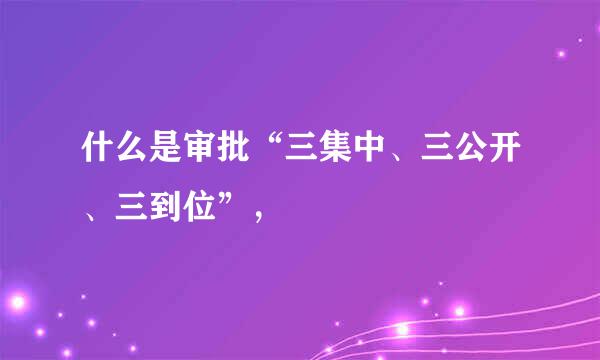 什么是审批“三集中、三公开、三到位”，