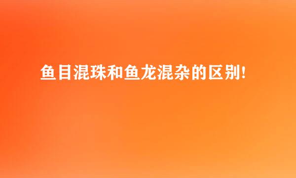 鱼目混珠和鱼龙混杂的区别!