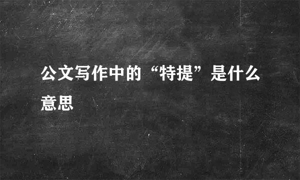 公文写作中的“特提”是什么意思