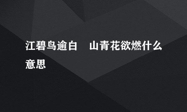 江碧鸟逾白 山青花欲燃什么意思