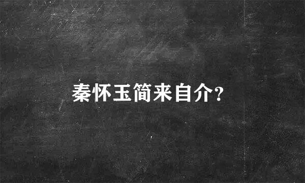 秦怀玉简来自介？