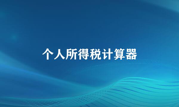 个人所得税计算器