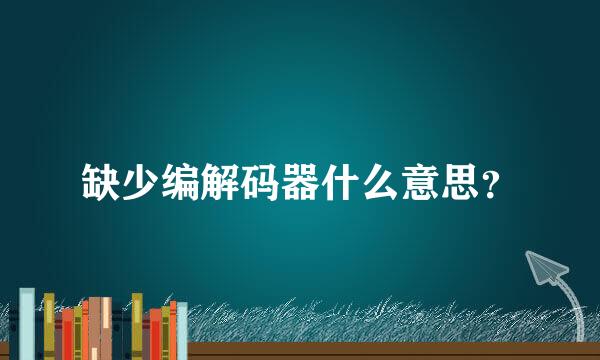 缺少编解码器什么意思？