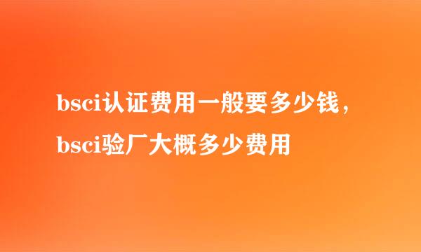 bsci认证费用一般要多少钱，bsci验厂大概多少费用