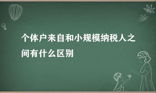 个体户来自和小规模纳税人之间有什么区别