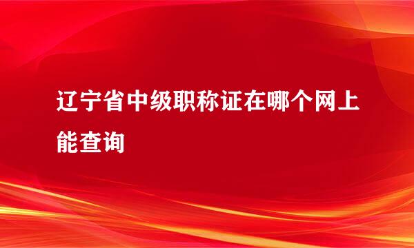 辽宁省中级职称证在哪个网上能查询