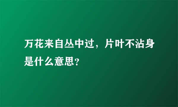 万花来自丛中过，片叶不沾身是什么意思？