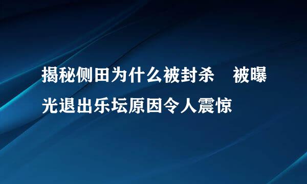 揭秘侧田为什么被封杀 被曝光退出乐坛原因令人震惊