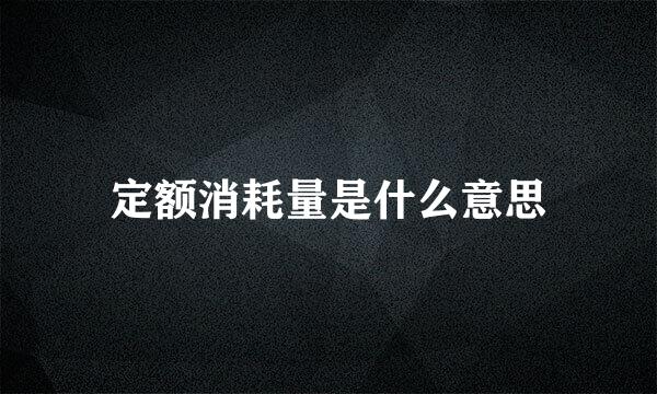定额消耗量是什么意思