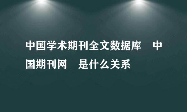 中国学术期刊全文数据库 中国期刊网 是什么关系
