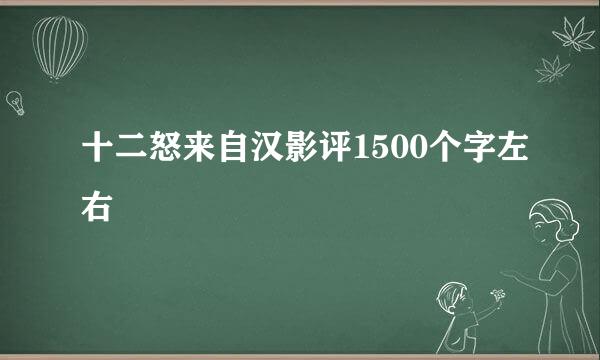 十二怒来自汉影评1500个字左右