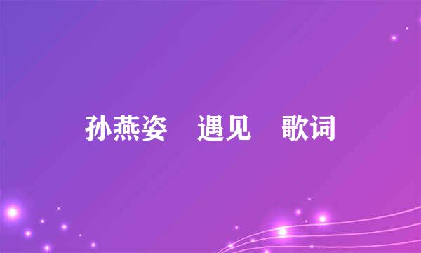 孙燕姿 遇见 歌词