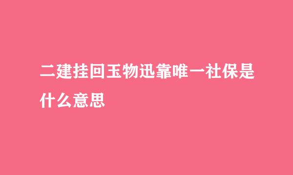 二建挂回玉物迅靠唯一社保是什么意思