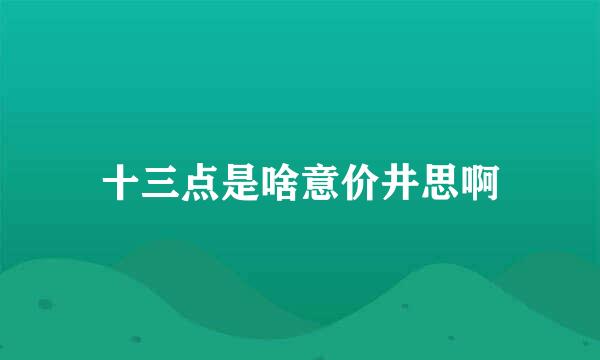 十三点是啥意价井思啊