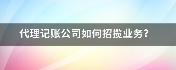 代理记架至派林形账公司如何招揽业务？