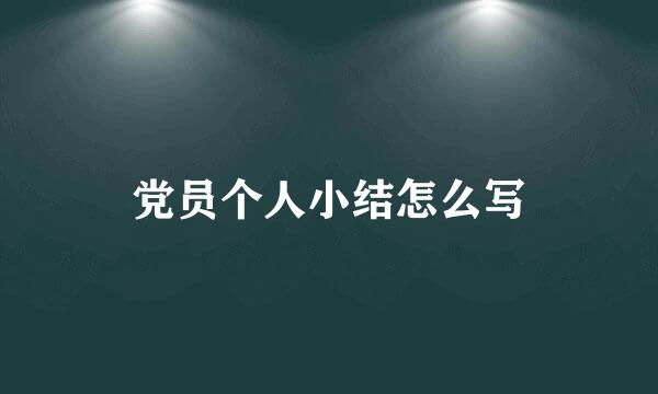 党员个人小结怎么写
