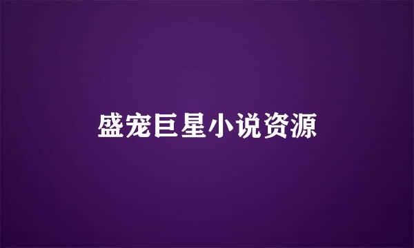盛宠巨星小说资源