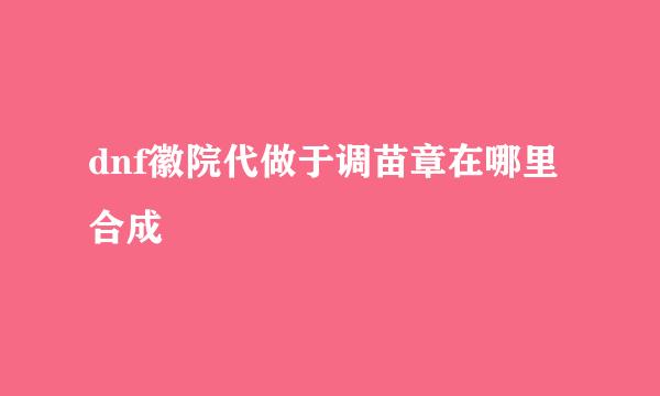 dnf徽院代做于调苗章在哪里合成