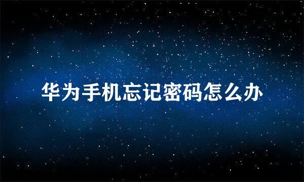 华为手机忘记密码怎么办