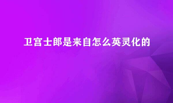 卫宫士郎是来自怎么英灵化的