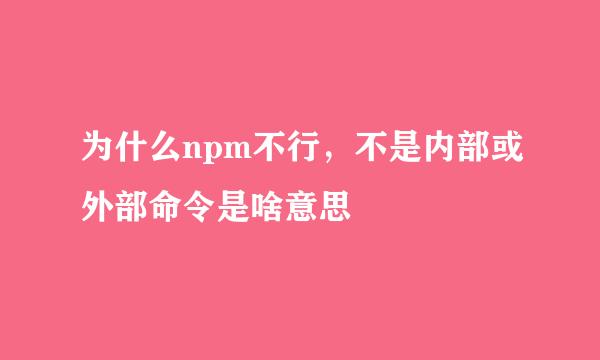 为什么npm不行，不是内部或外部命令是啥意思