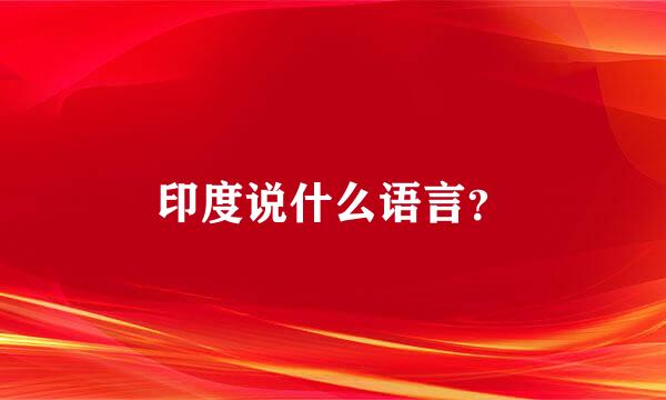 印度说什么语言？