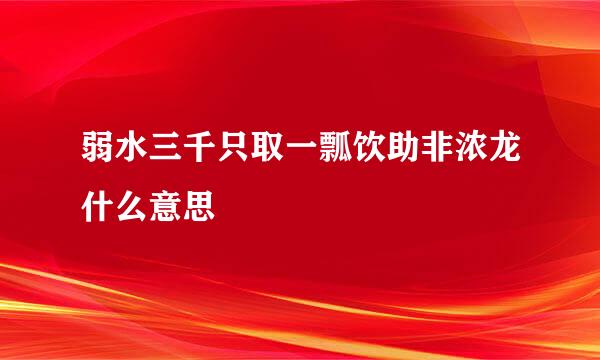 弱水三千只取一瓢饮助非浓龙什么意思