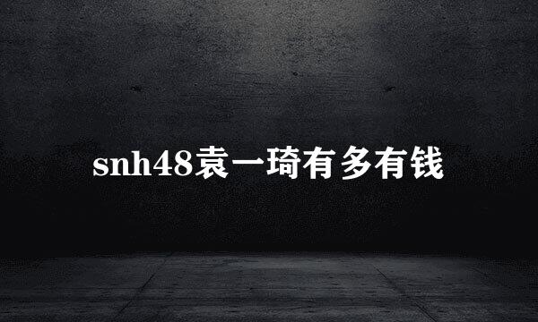 snh48袁一琦有多有钱