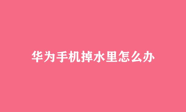 华为手机掉水里怎么办