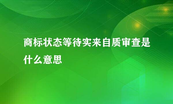 商标状态等待实来自质审查是什么意思