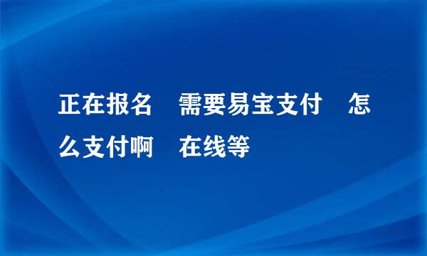 正在报名 需要易宝支付 怎么支付啊 在线等