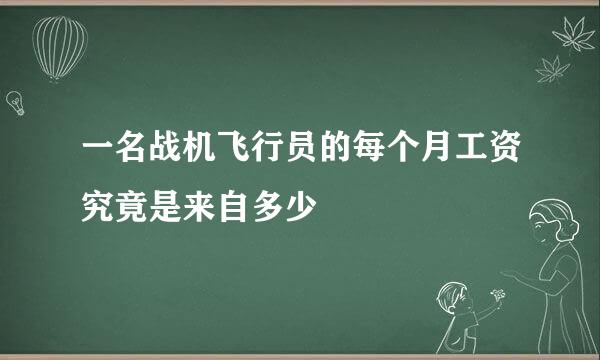 一名战机飞行员的每个月工资究竟是来自多少